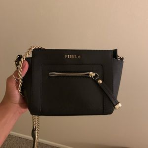 Crossbody black Furla leather bag